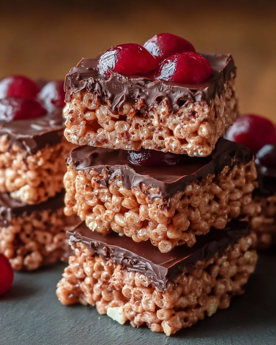 Chocolate Covered Cherry Rice Krispies Treats