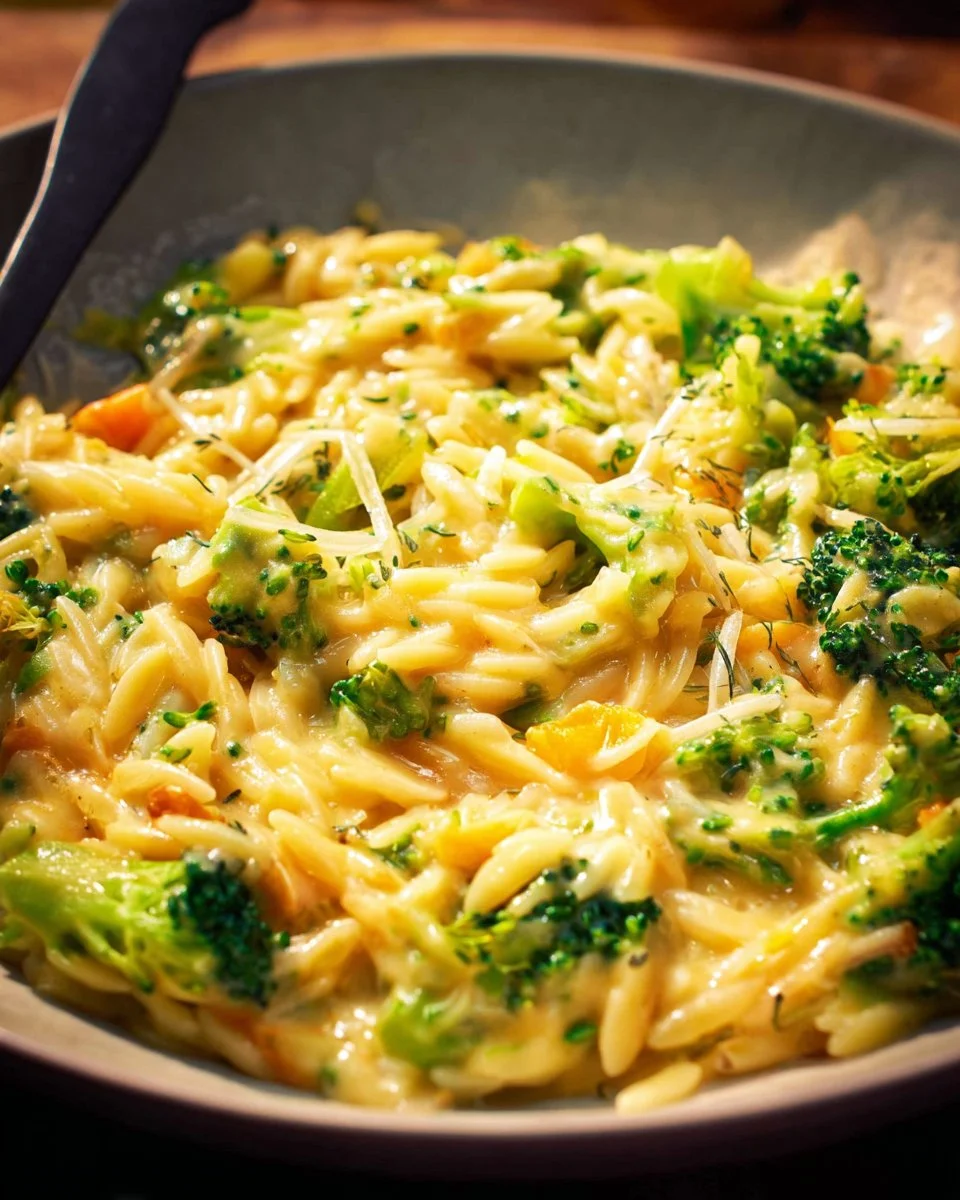 Broccoli Cheddar Orzo