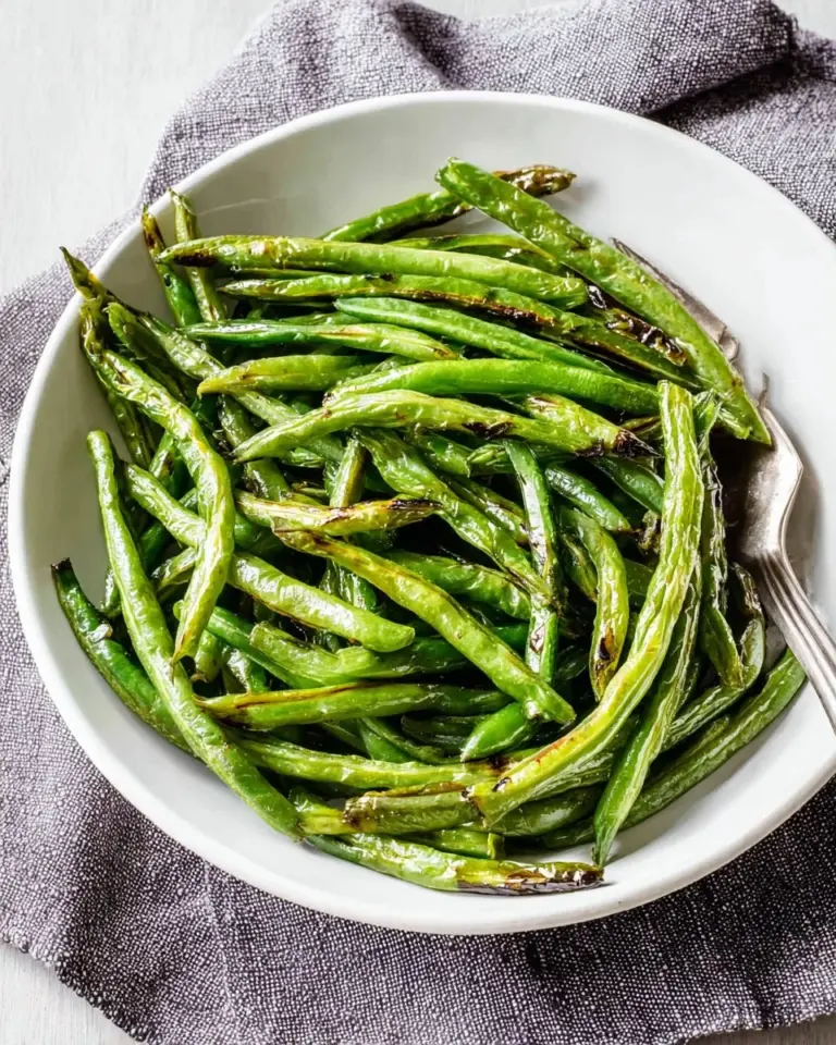 Crispy air fried green beans served as a tasty family snack
