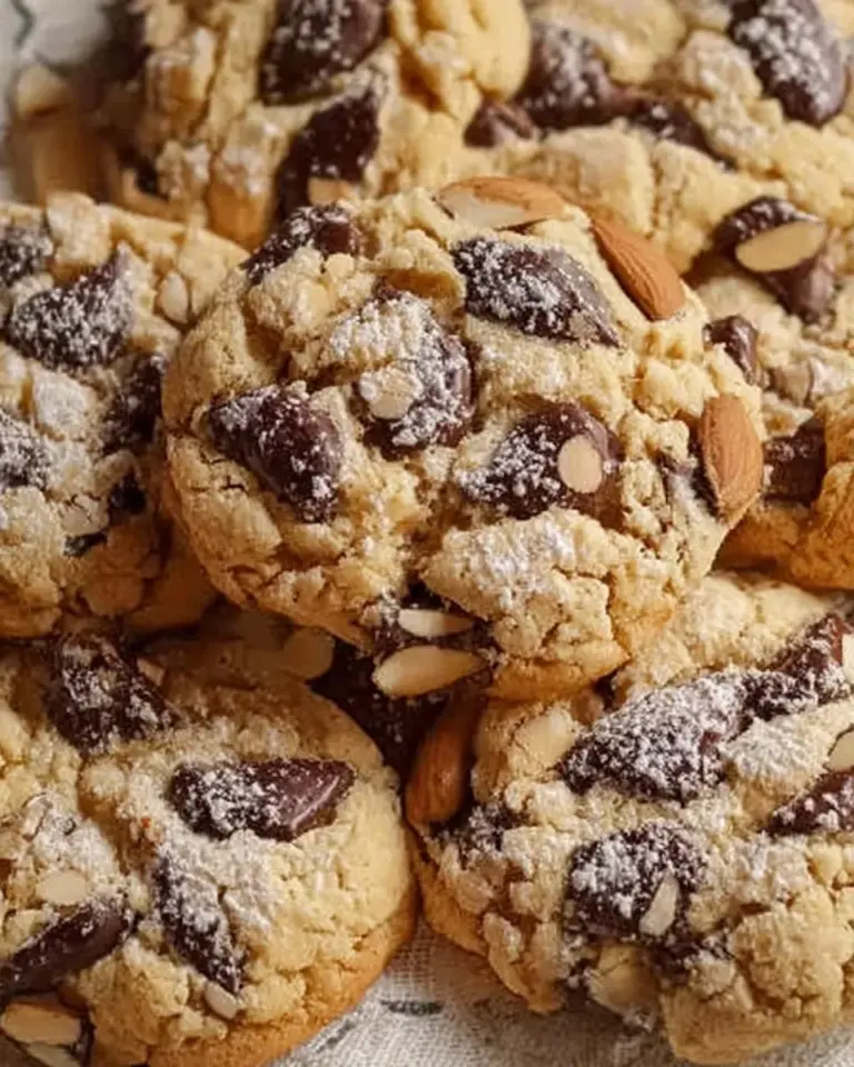 Irresistibly easy almond chocolate chip cookies, chewy and delicious treat