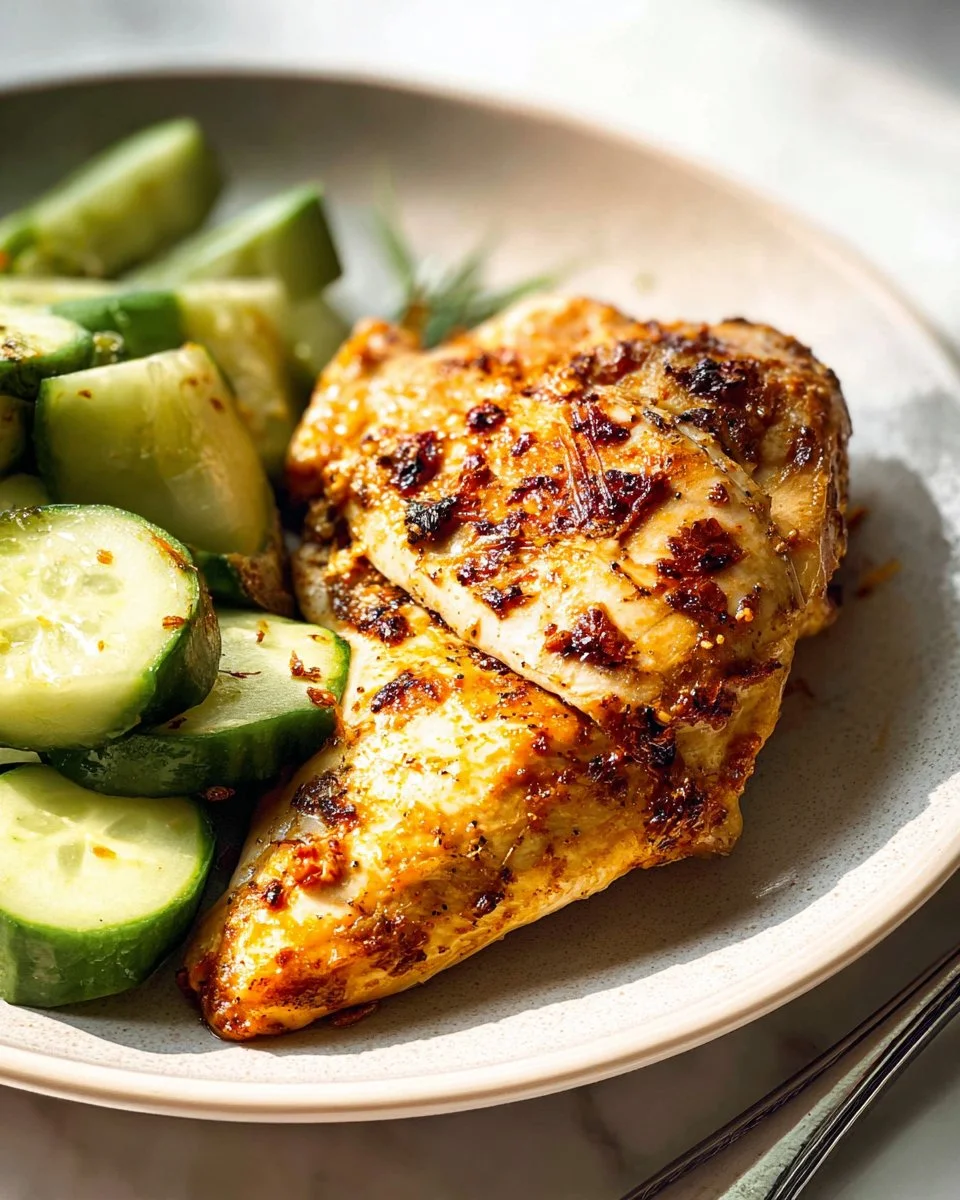 Juicy air fryer chicken breast recipe with spices and herbs.
