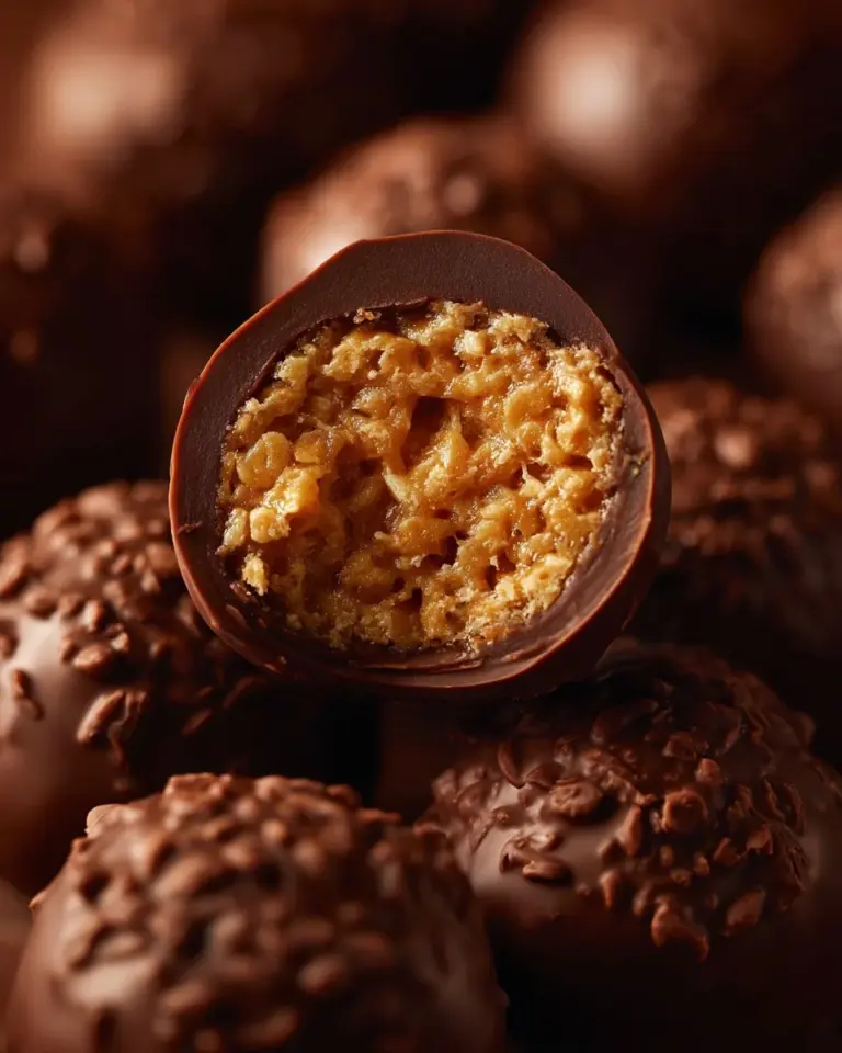 Decadent Scotcheroo Truffles with chocolate and peanut butter toppings