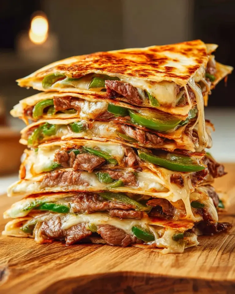 Delicious cheesy steak quesadillas served with salsa and guacamole