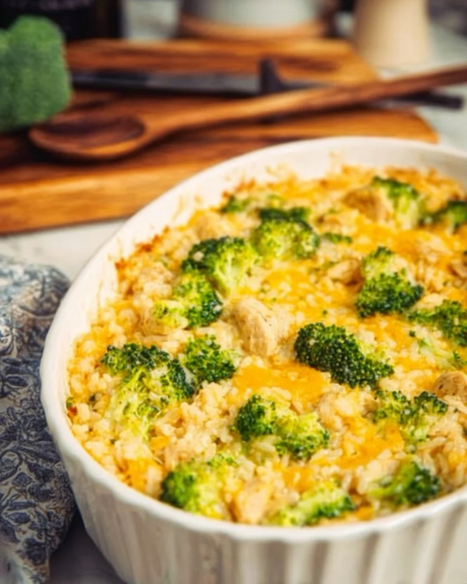 Cheesy Chicken Broccoli Rice Casserole