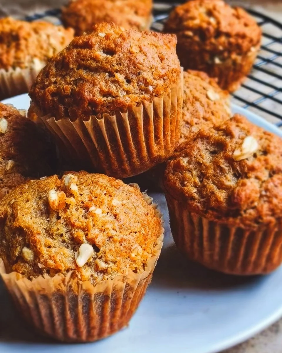 Delicious fluffy banana carrot muffins fresh out of the oven