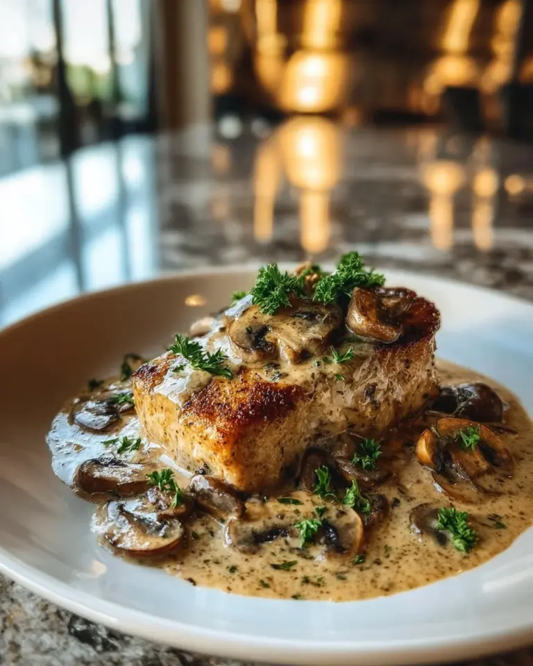 30-minute creamy pork chops served with sauce on a plate