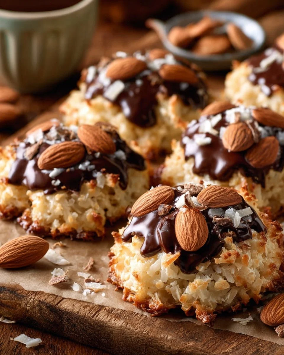 4 Ingredient Almond Joy Cookies with chocolate and coconut