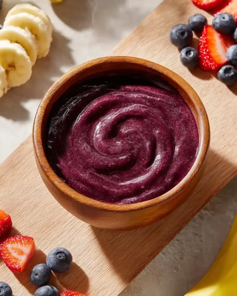 Delicious Acai Smoothie Bowl topped with fresh fruits and granola