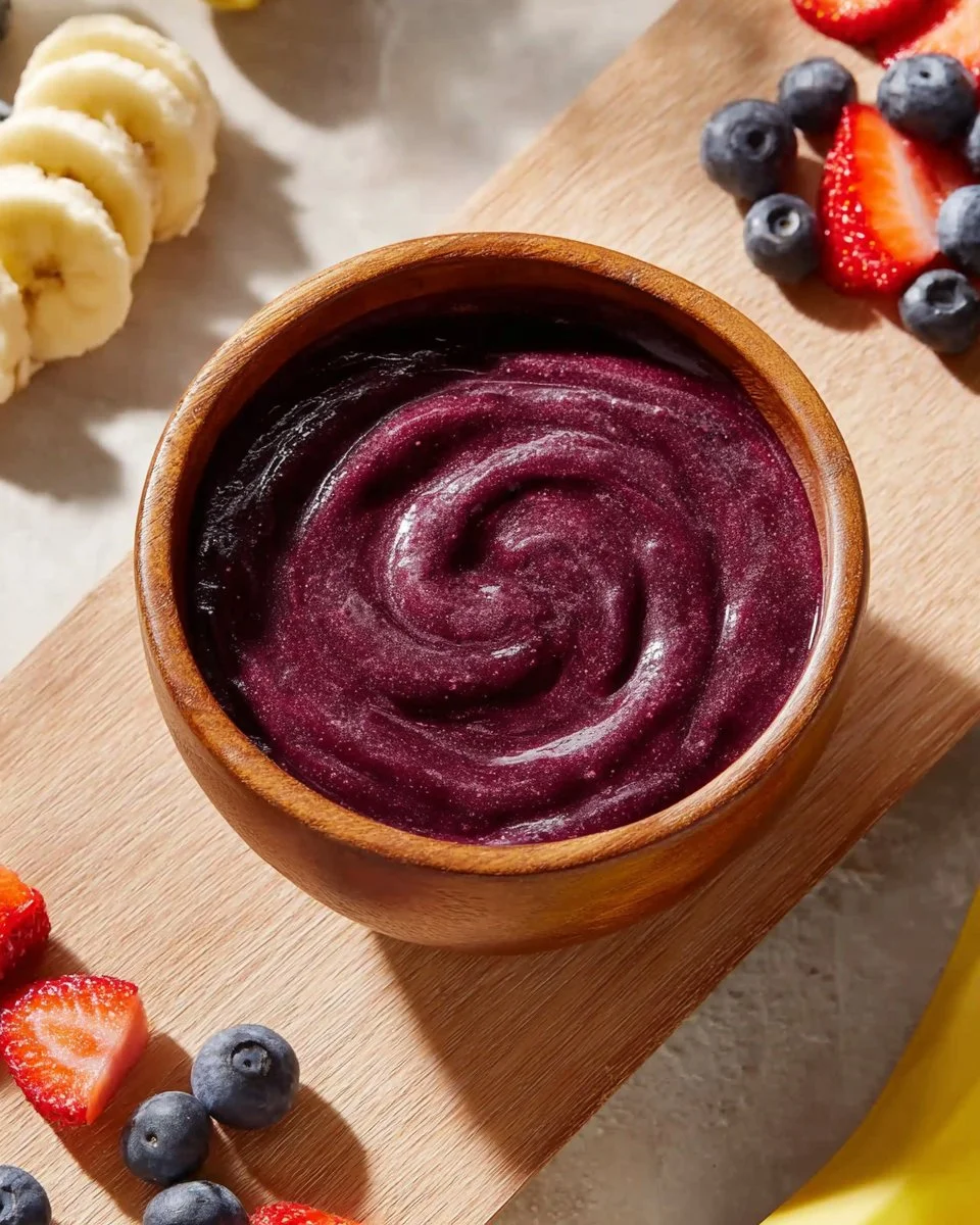 Delicious Acai Smoothie Bowl topped with fresh fruits and granola