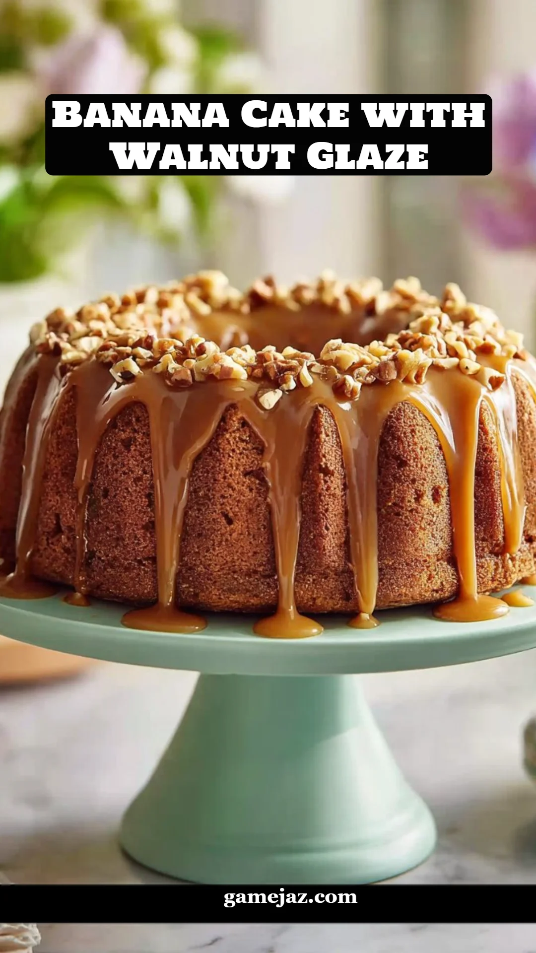Banana Cake with Walnut Glaze