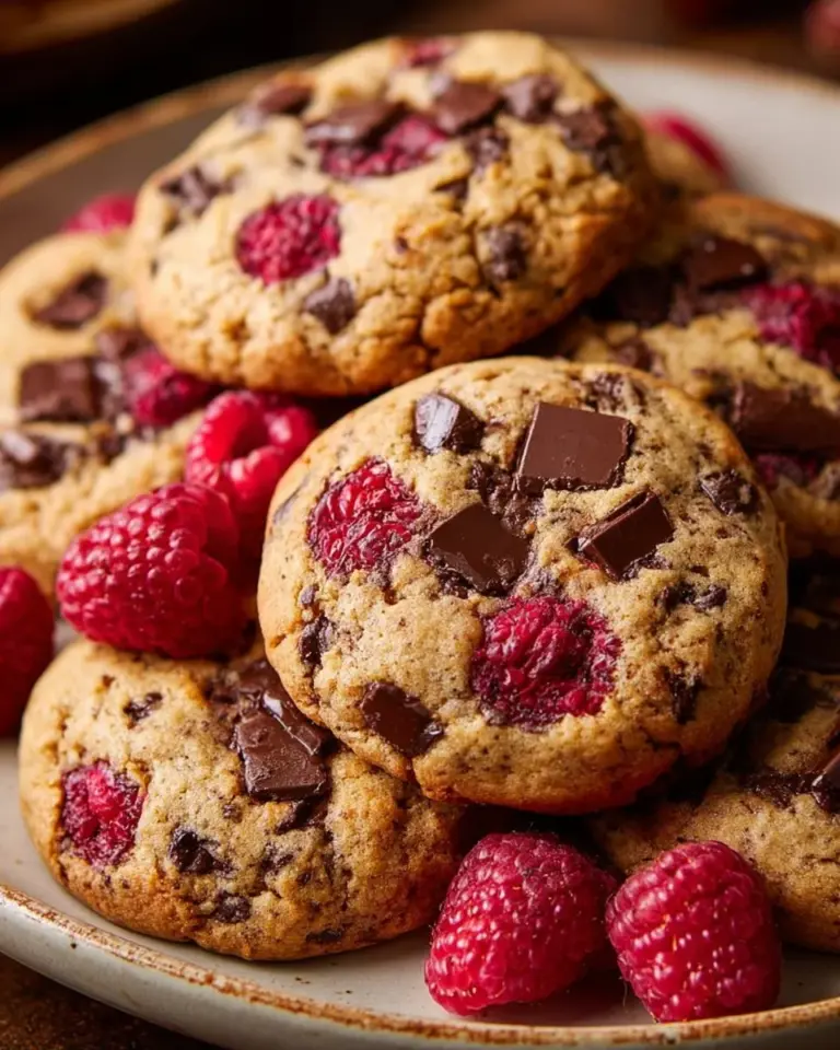 Berry-studded chocolate cookies on a plate, offering a delicious treat.