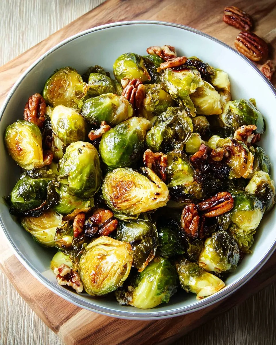 Delicious Brown Sugar Brussel Sprouts glazed with sweetness.