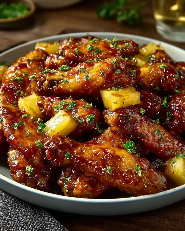 Delicious brown sugar pineapple wings served on a platter