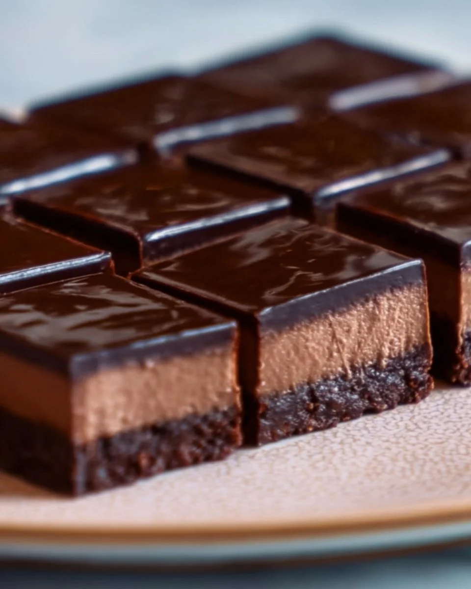 Delicious brownie mousse dessert topped with chocolate shavings