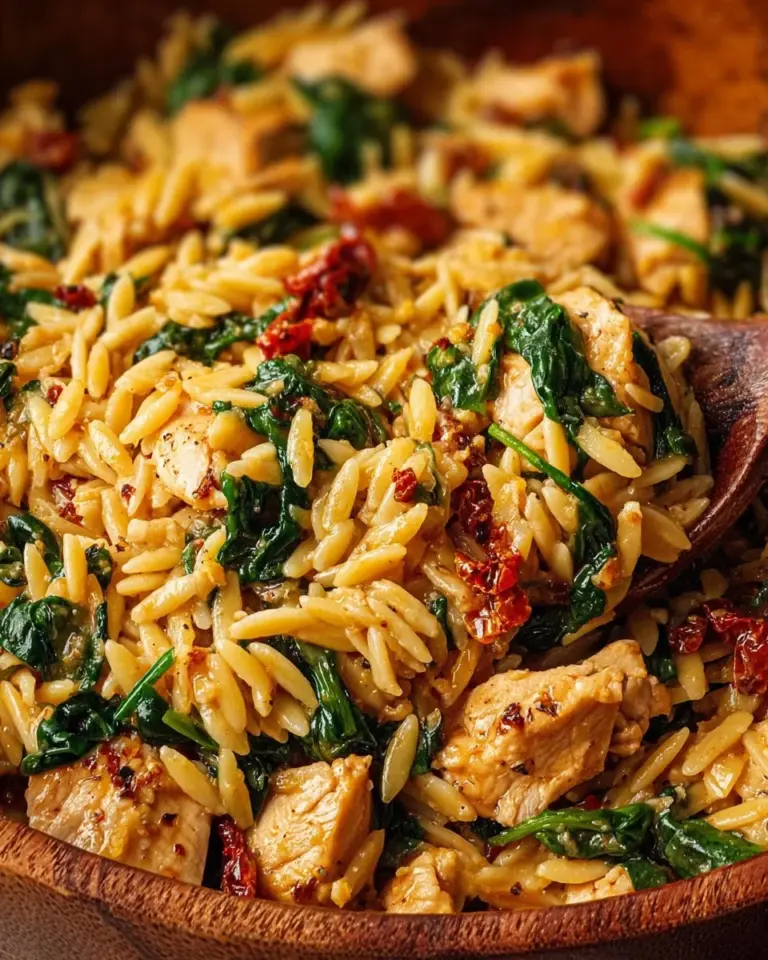Delicious Cajun Chicken Orzo dish plated elegantly