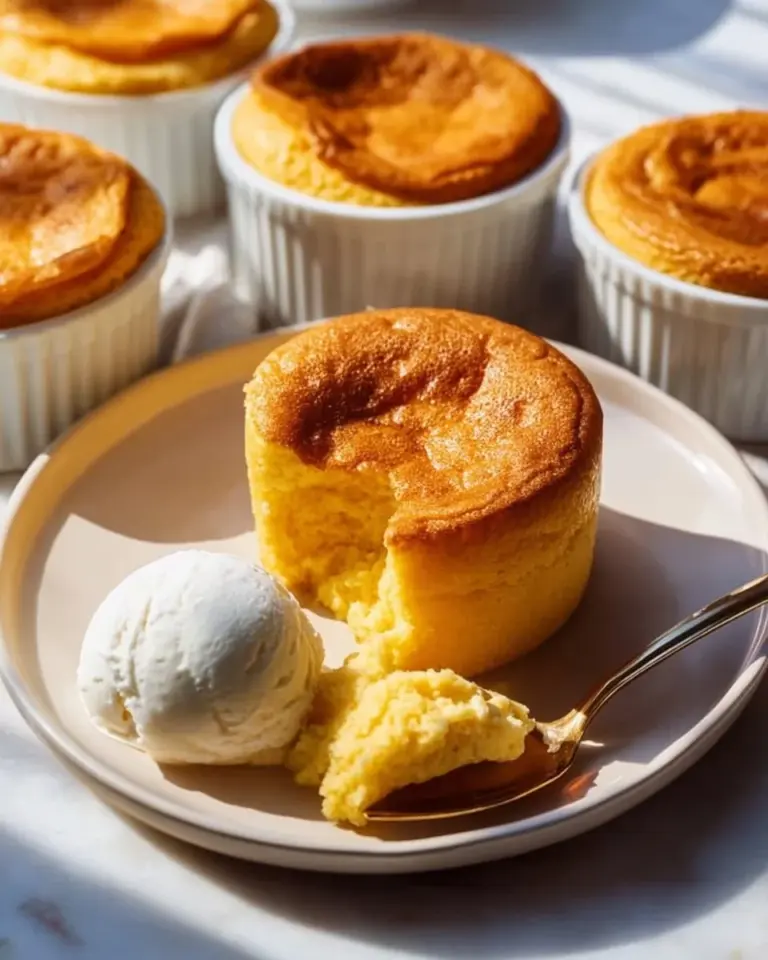 Delicious Carrot Soufflé served in a dish, showcasing its fluffy texture and vibrant color.