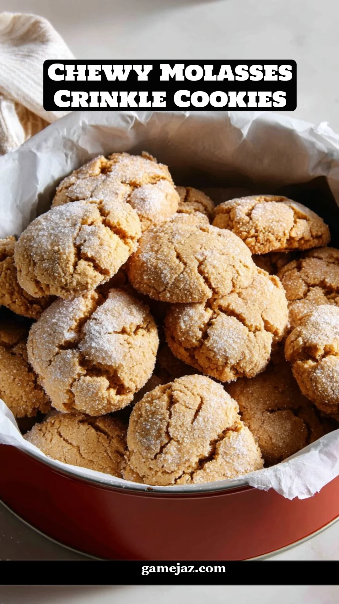Chewy Molasses Crinkle Cookies