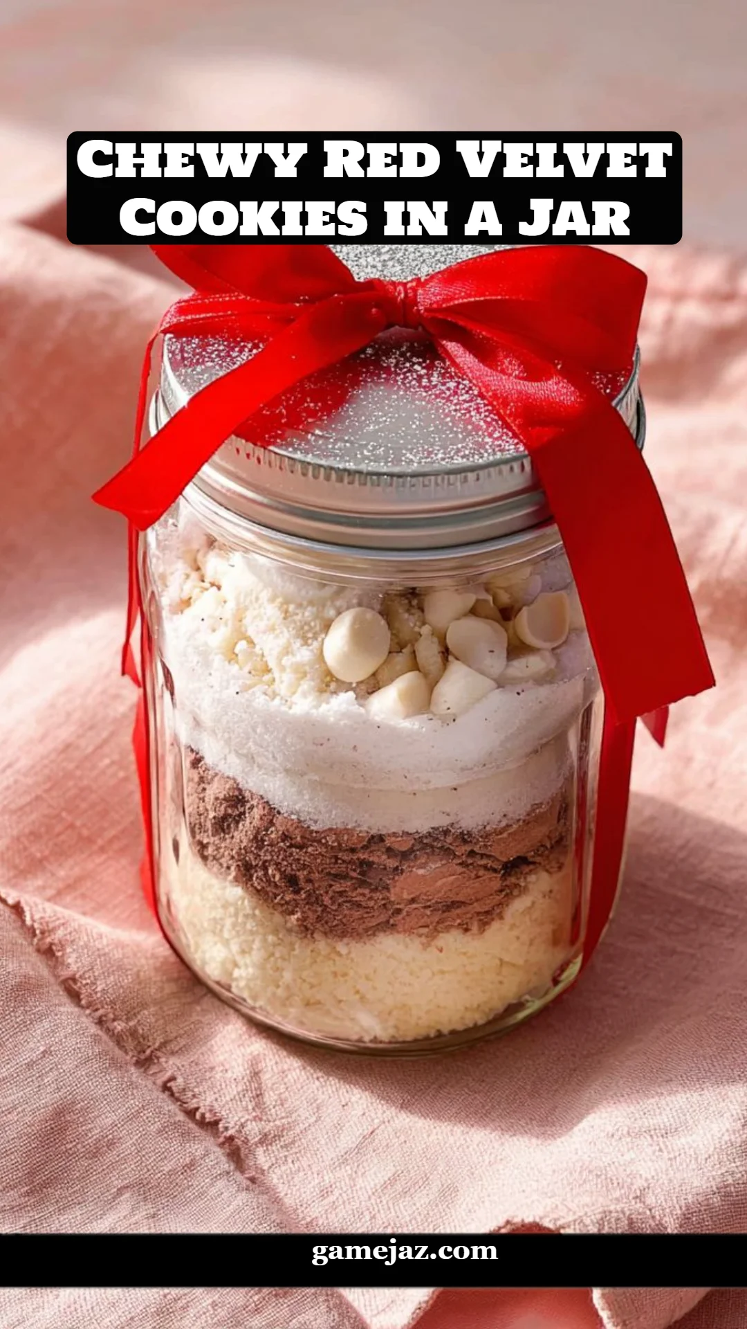 Chewy Red Velvet Cookies in a Jar