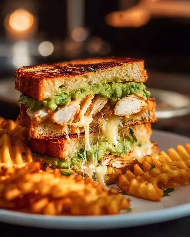 Delicious Chicken Avocado Melt Sandwich with chicken, avocado, and melted cheese