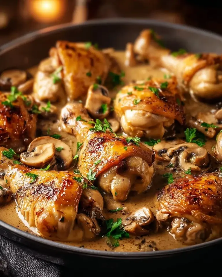 Delicious Chicken Fricassée stew served in a bowl with fresh herbs
