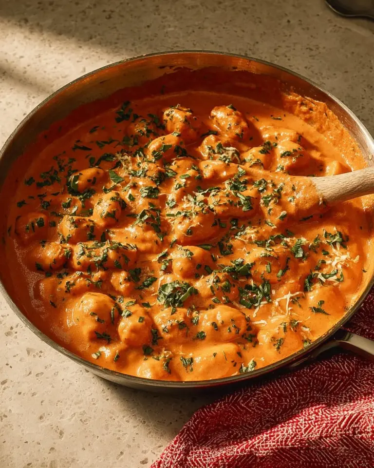 Delicious Chicken Paprikash served with creamy sauce and a side of dumplings.