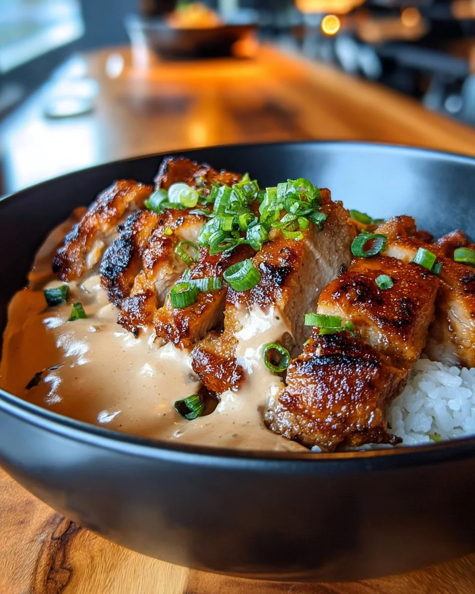 Chicken Rice Bowls with Creamy Garlic Sauce