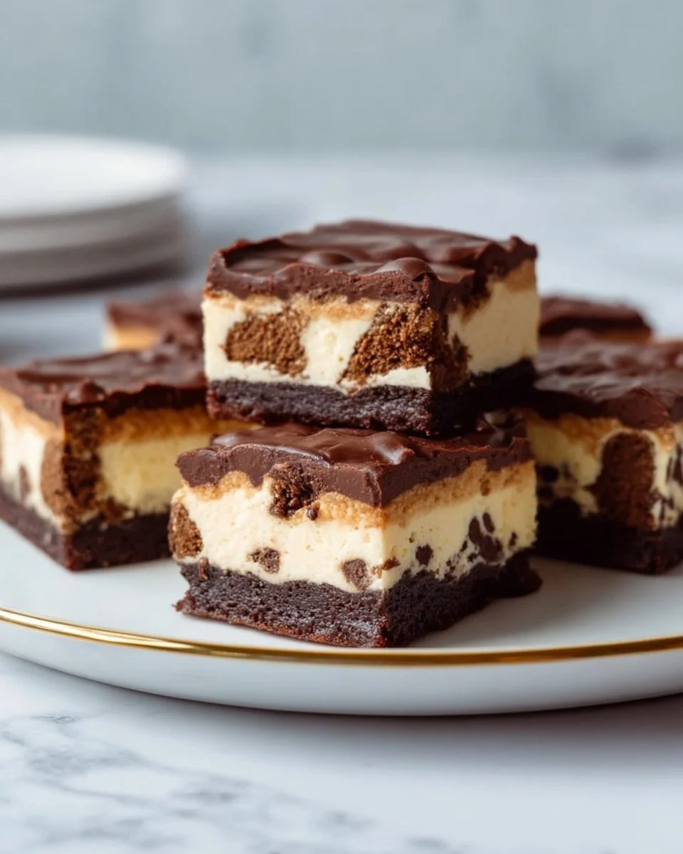 Delicious Chocolate Cookie Dough Cheesecake Bars ready to be enjoyed