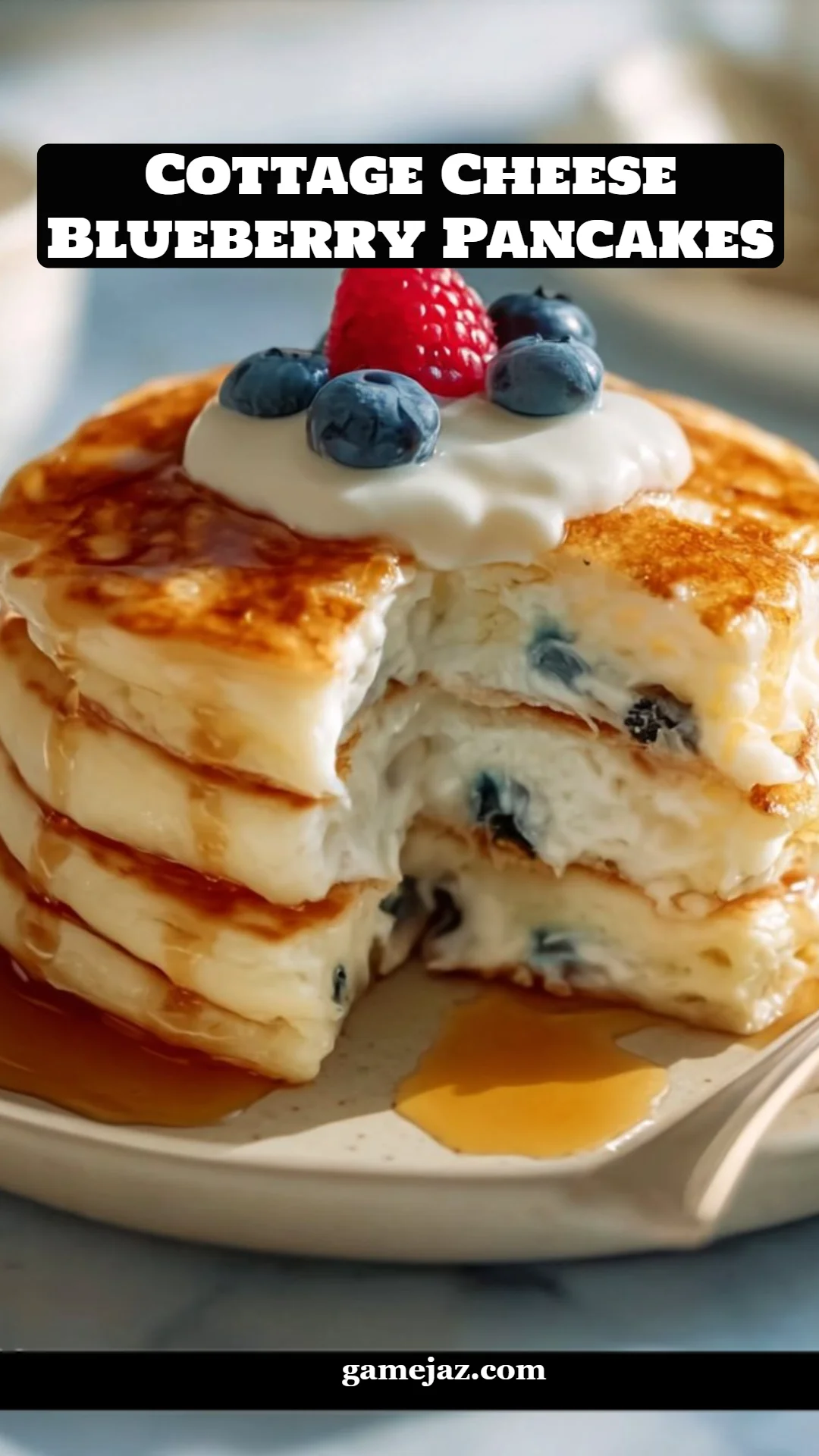 Cottage Cheese Blueberry Pancakes