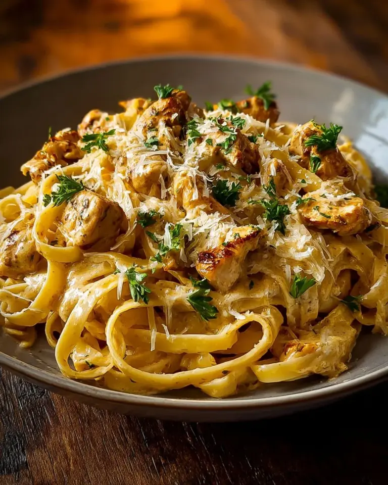 Creamy Cowboy Butter Chicken Pasta topped with herbs and spices