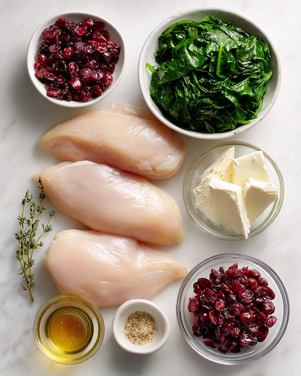 Cranberry and Spinach Stuffed Chicken Breasts with Brie