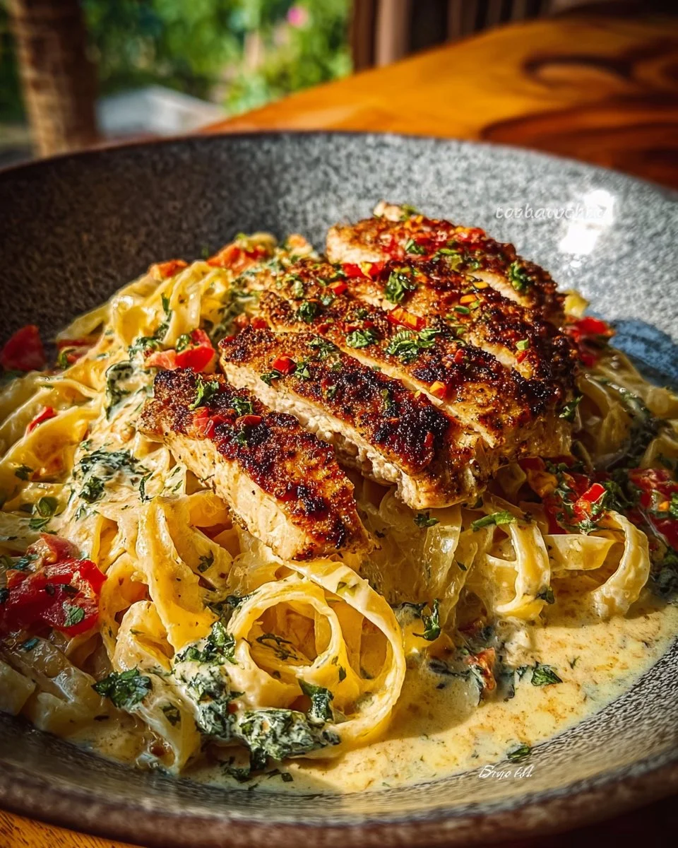 Creamy Cajun Chicken Fettuccine With Garlic Mozzarella Cheese Sauce