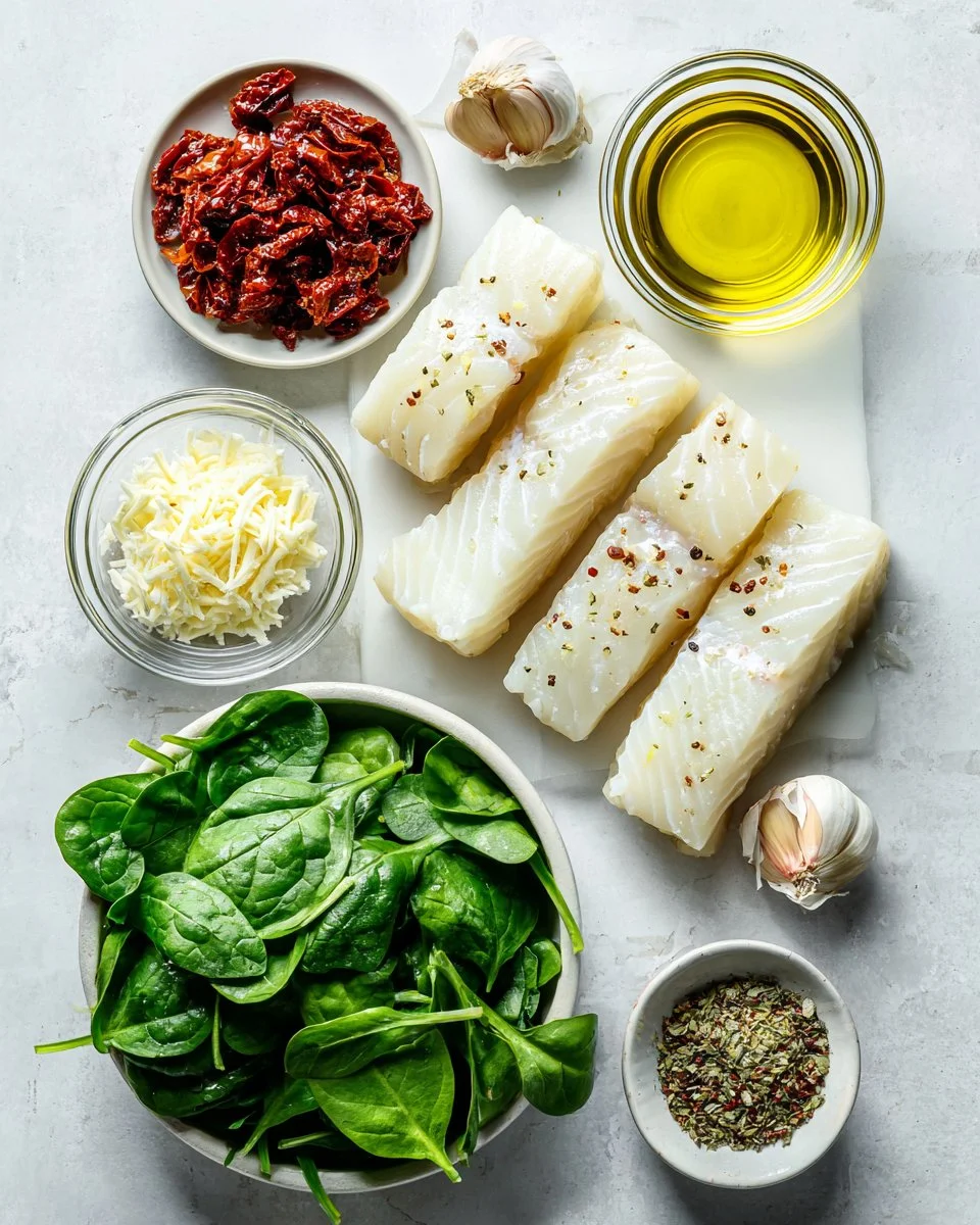Creamy Keto Tuscan Cod with Spinach and Sun-Dried Tomatoes