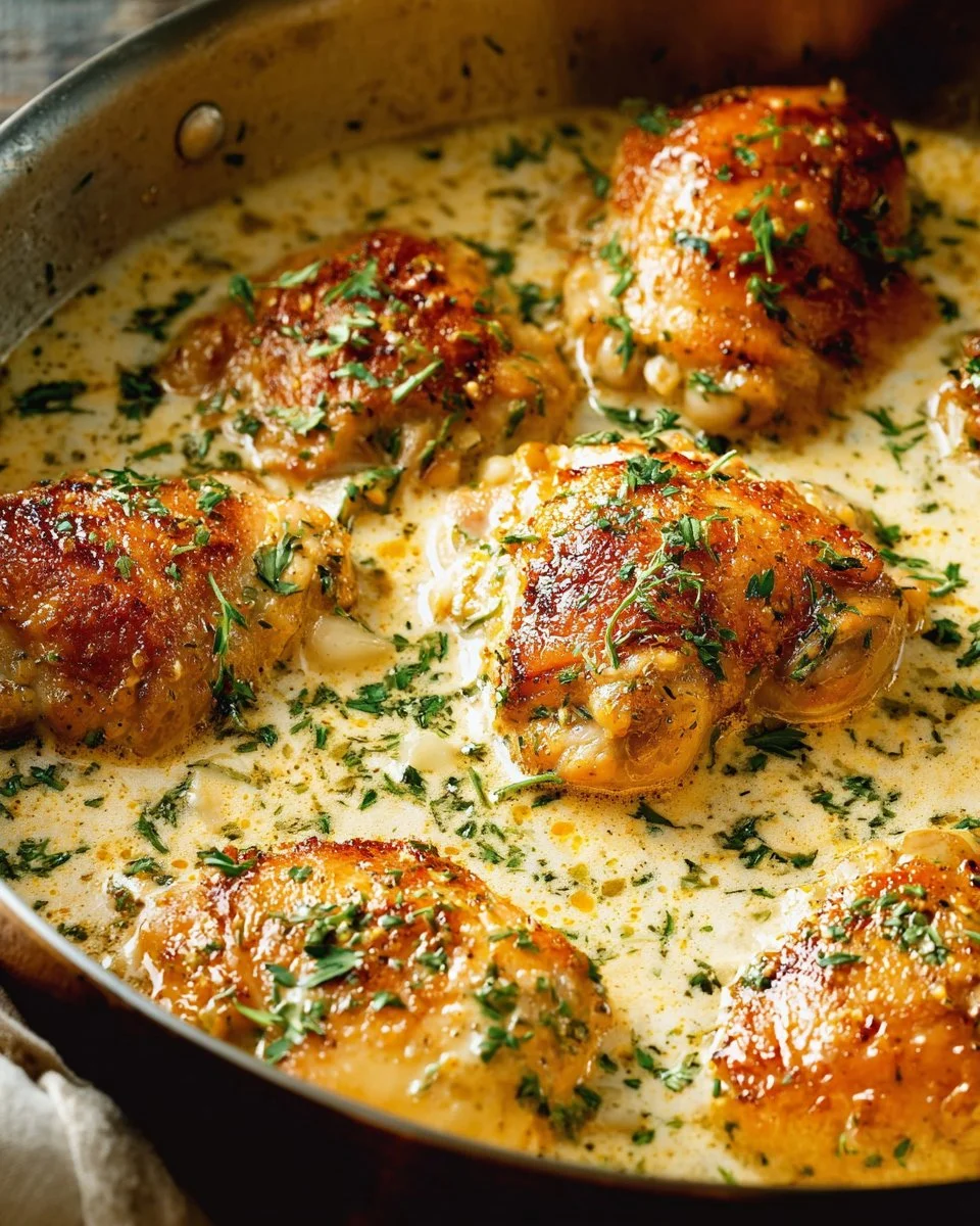 Creamy Oven Baked Chicken Thighs