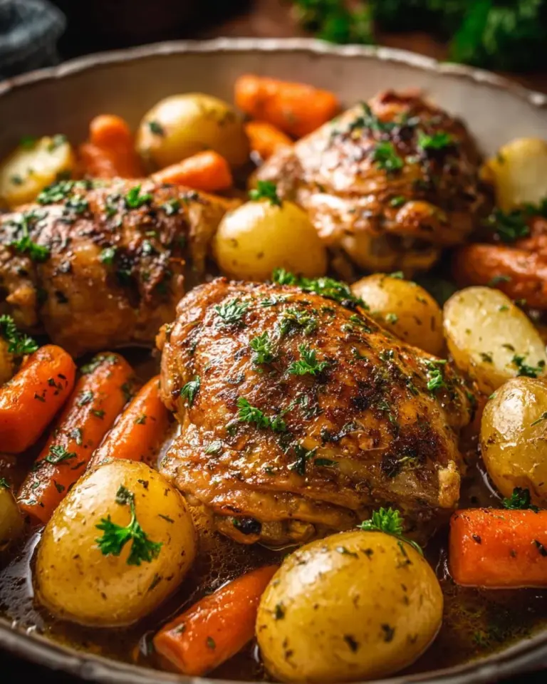 Crockpot chicken and potatoes dish ready to serve