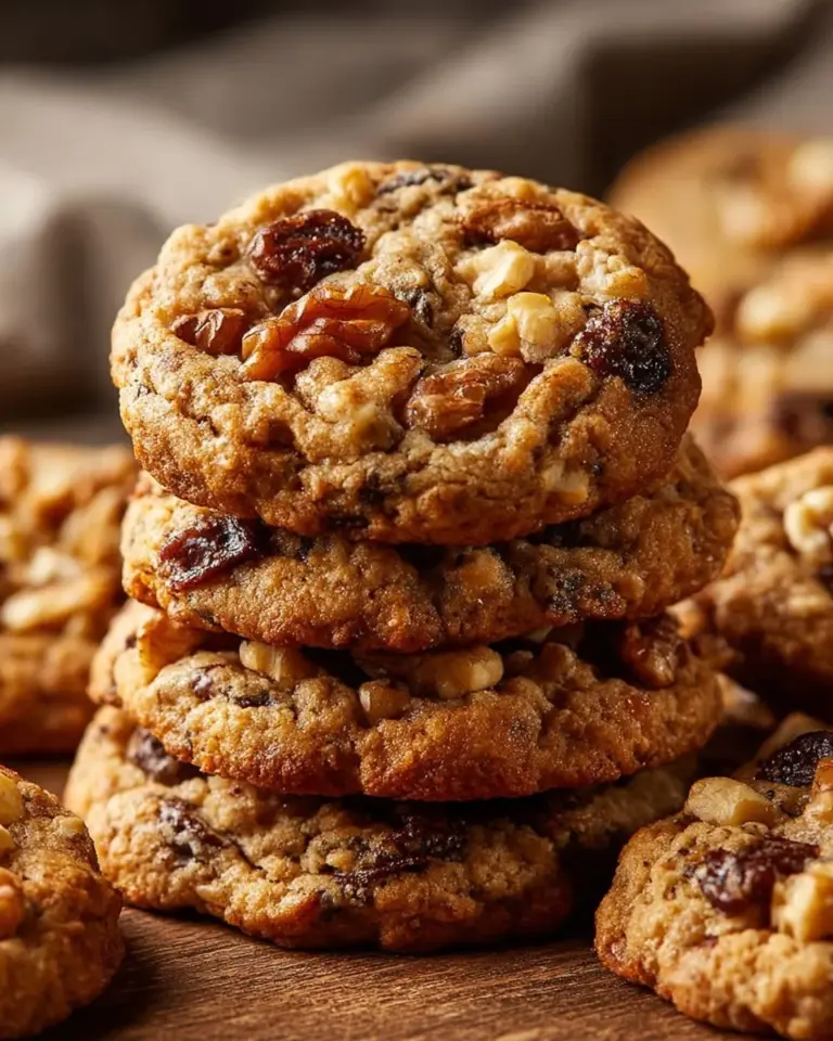 Freshly baked date walnut cookies on a cooling rack