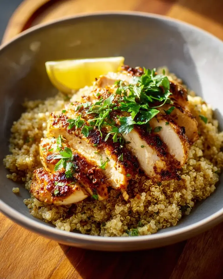 Easy Garlic Lemon Chicken Quinoa recipe bursting with flavor and healthy ingredients.