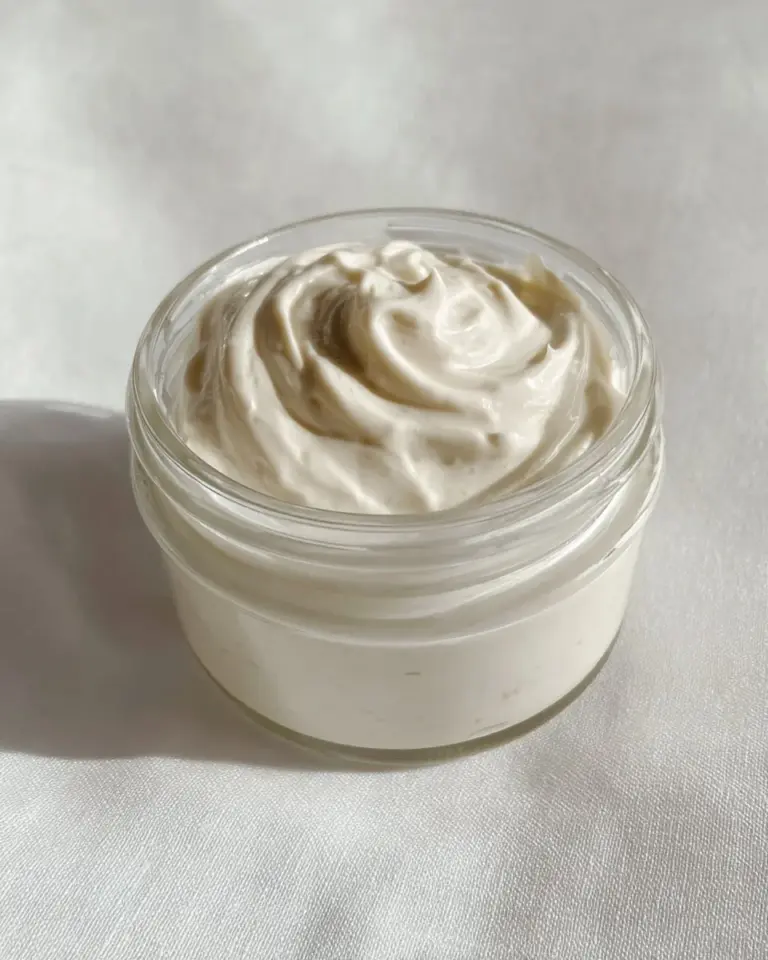 Jar of homemade Egg Free Mayo on a wooden table