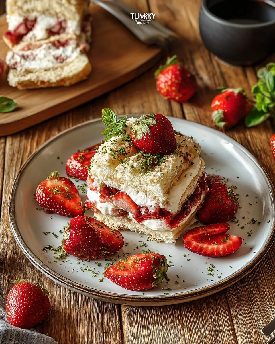 Fluffy Strawberry Shortcake Cheesecake Roll
