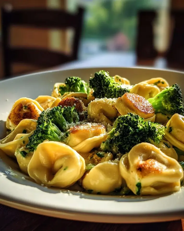 Delicious Garlic Parmesan Chicken Tortellini served in a bowl