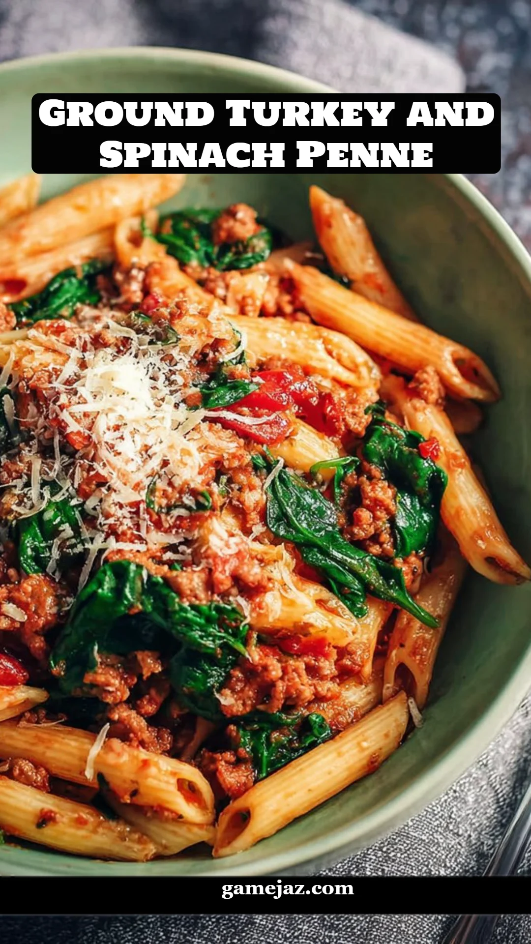 Ground Turkey and Spinach Penne