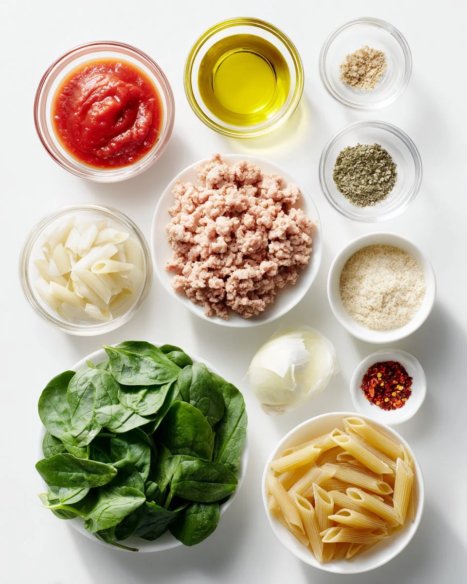 Ground Turkey and Spinach Penne