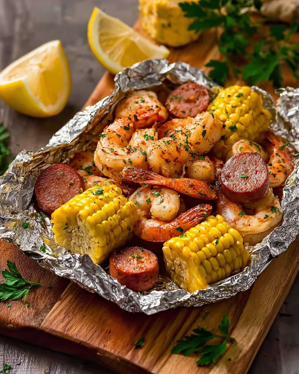 Homemade Shrimp Foil Packets in Oven