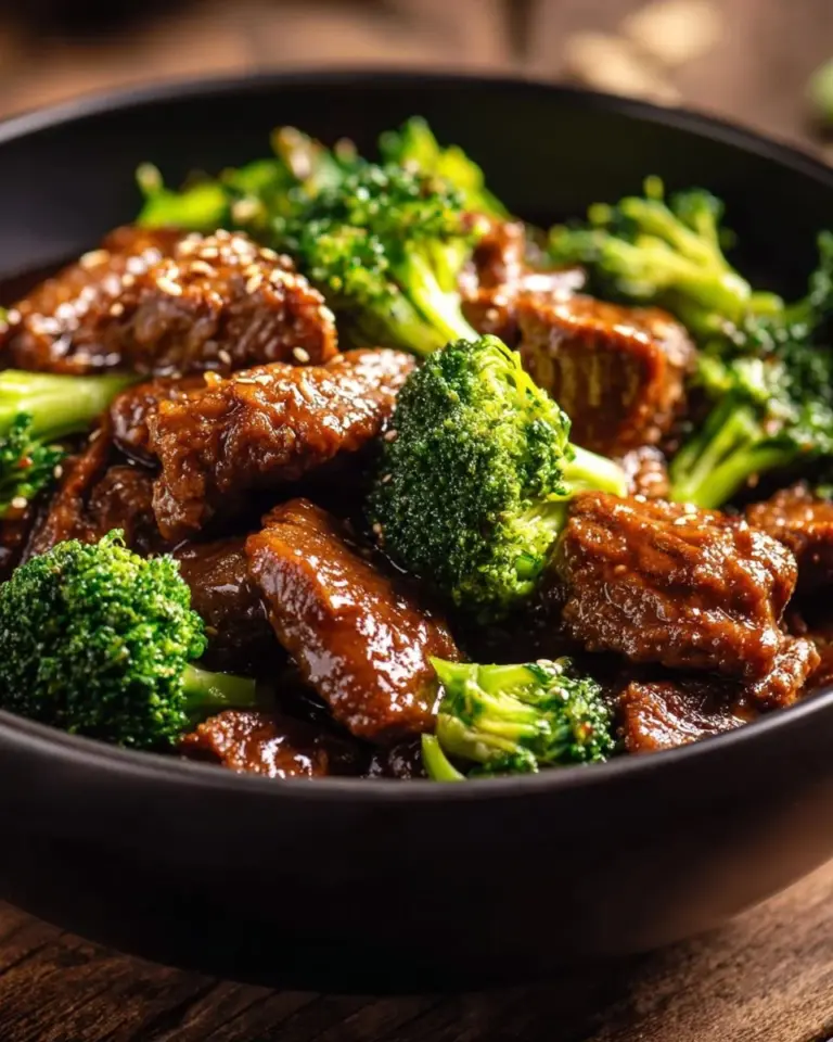 Instant Pot Beef and Broccoli dish served with rice on a plate