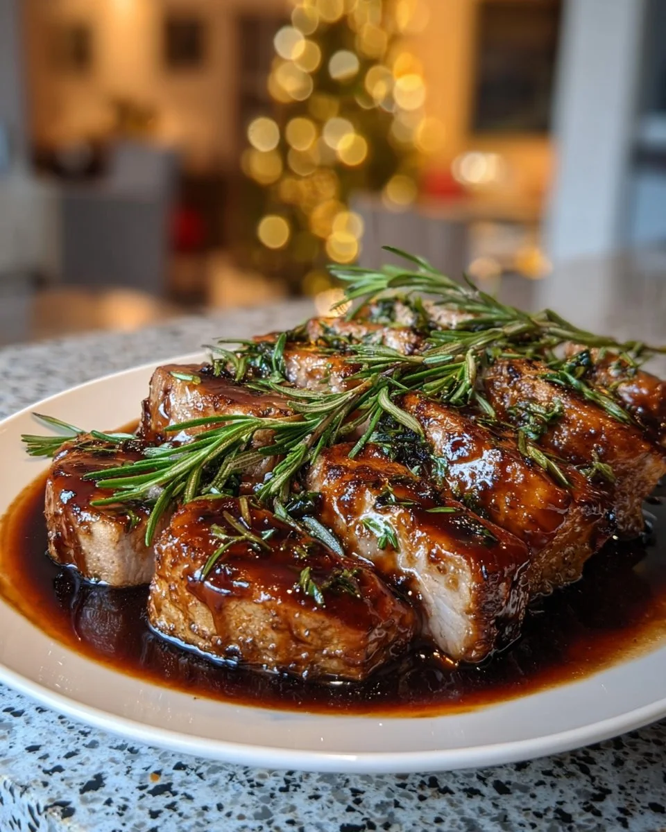Deliciously seasoned wild boar roast served with fresh herbs and vegetables
