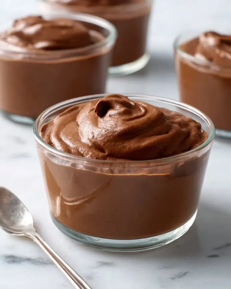 Delicious Keto Chocolate Mousse topped with whipped cream
