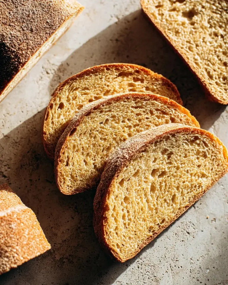 Freshly baked Khorasan bread with a golden crust and ancient grains.