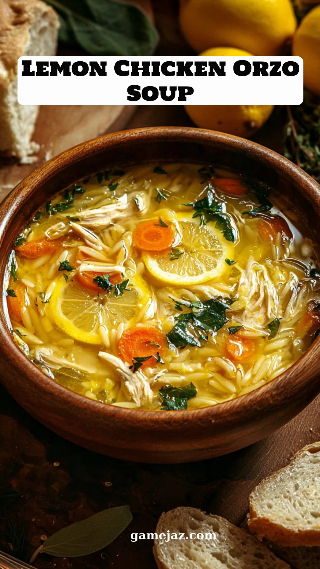 Lemon Chicken Orzo Soup