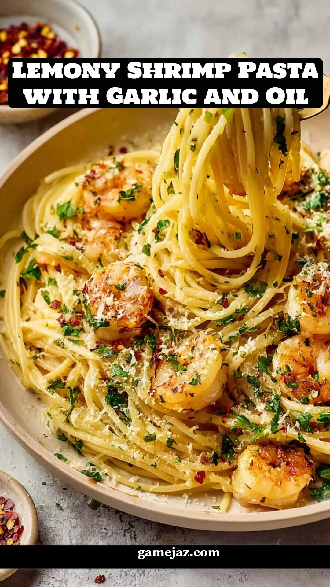 Lemony Shrimp Pasta with Garlic and Oil