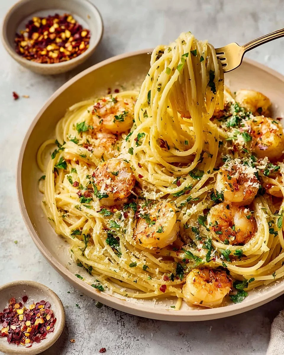Lemony Shrimp Pasta with Garlic and Oil