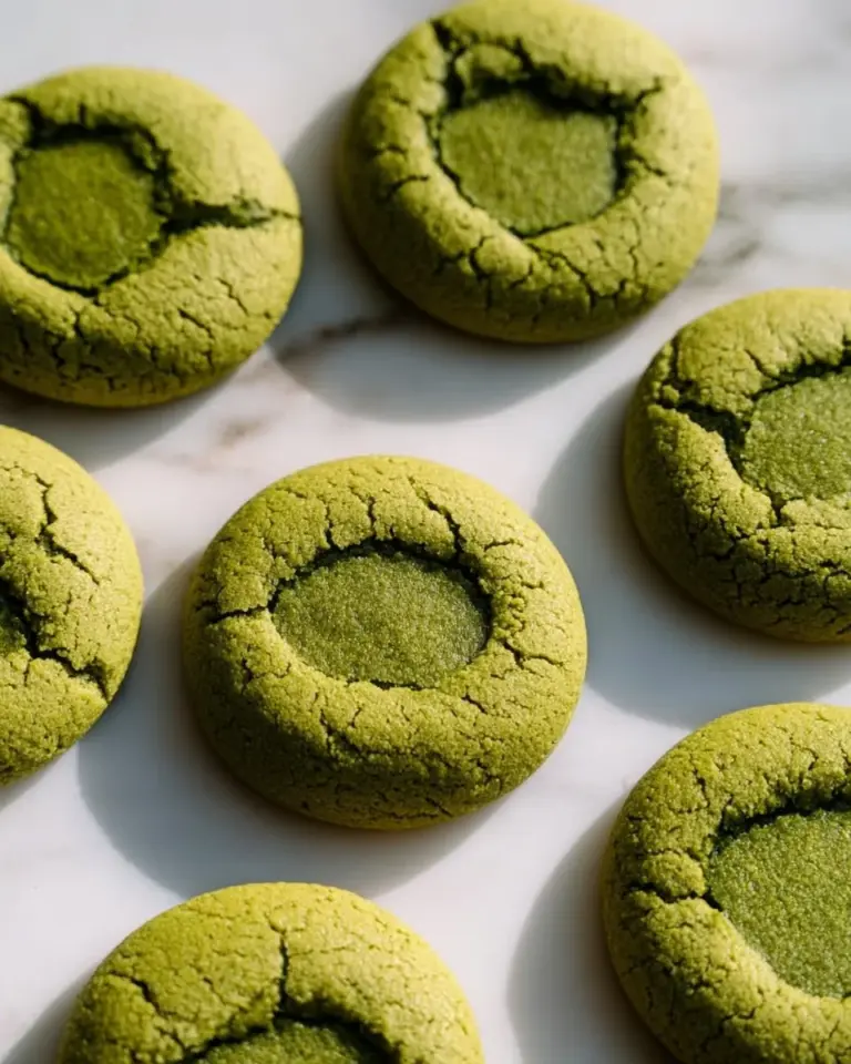 Freshly baked matcha cookies with green tea flavor and a touch of sweetness